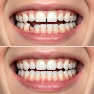 before and after dead tooth treatment in Cary NC
